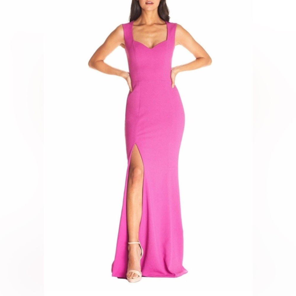 Dress the Population Bright Fuchsia Maxi Dress with High Slit